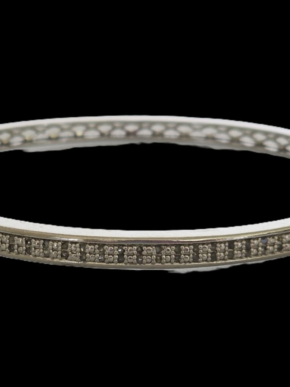 BEAUTIFUL Diamond Accent Bangle Bracelet SILVER SIGNED CHINA